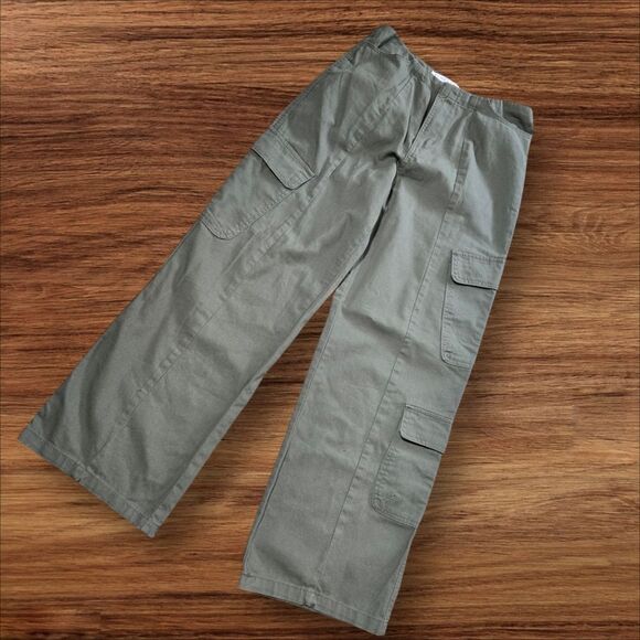 Tinseltown Pants - Tinseltown Green Wide Leg Cargo Trouser Pants